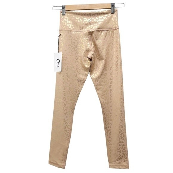 NWT Zyia Active Gold Leopard Light N Tight Hi-Rise 7/8 Legging Women’s Size 2 - Picture 3 of 15